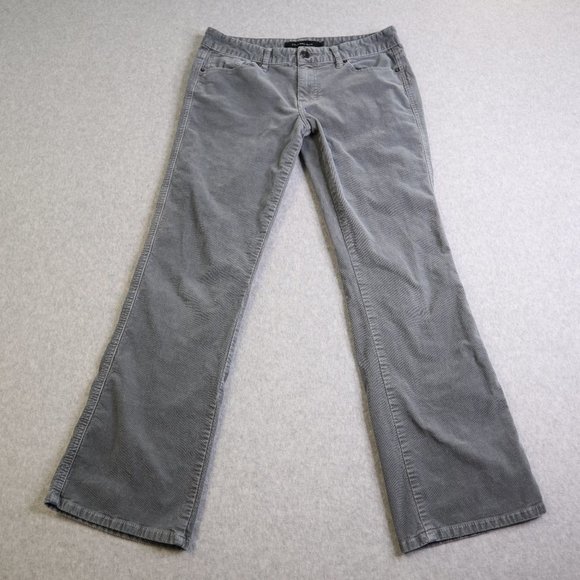 Calvin Klein Corduroy Pants Womens 8 Gray Straight Leg Mid Rise Stretch Textured - Picture 1 of 12